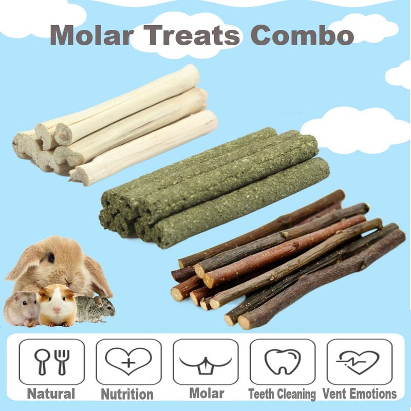 Dbeans Flourithing 150g 3 Types of Combined Chew Toys Molar Sticks Sweet Bamboo Apple Branch Timothy Grass for Pets Chinchilla Squirrel Gerbil Hamster Squirrel Guinea Pigs - Image 3